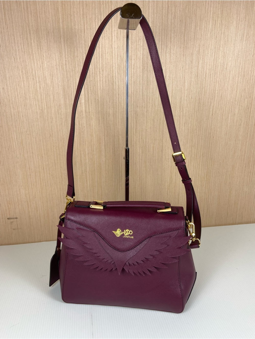Ugo Joshua Midi Osprey Burgundy Wing Satchel Crossbody Bag Top Handle